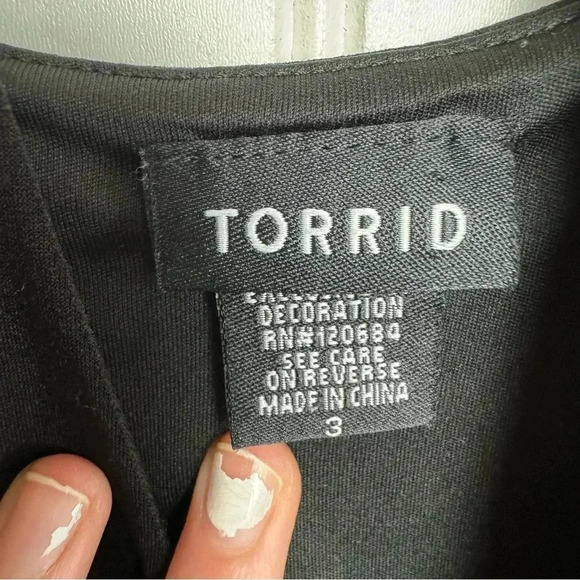 Torrid Black Babydoll Sleeveless Top Front Keyhole Sequin Detail Size 3X I28 - Picture 4 of 7